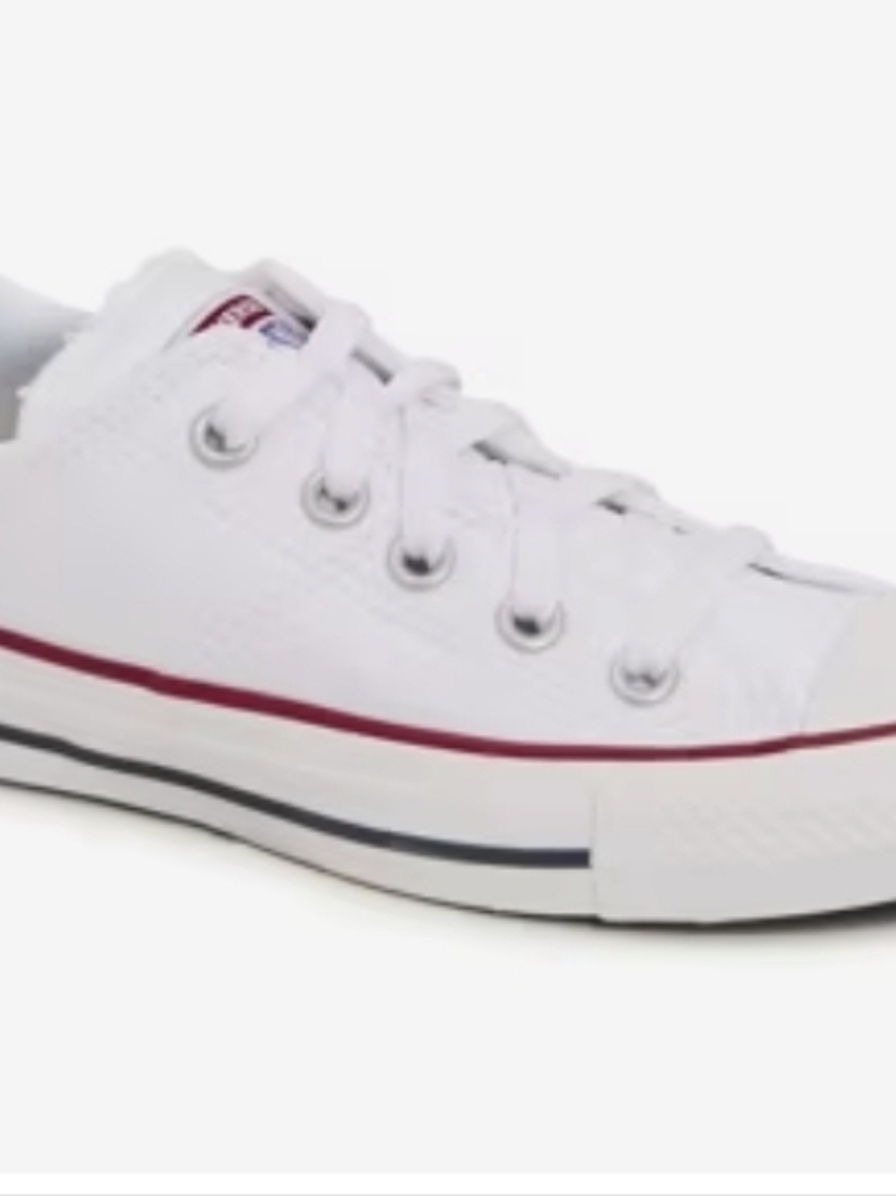 Classic White Low-Top Canvas Sneakers with Red & Navy Trim